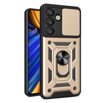RING CAMERA Kryt s držiakom pre Samsung Galaxy S25 5G zlatý