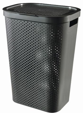 CURVER Kôš na špinavú bielizeň INFINITY DOTS 60L recyklovaný plast | tmavosivá