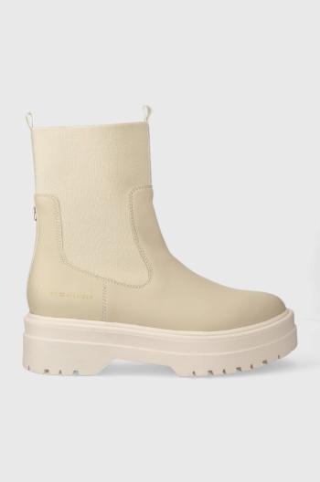 Topánky chelsea Tommy Hilfiger FEMININE SEASONAL dámske, béžová farba, na platforme, FW0FW07226