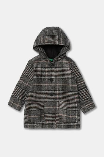 Detský kabát s prímesou vlny United Colors of Benetton čierna farba, 2SNQGN032