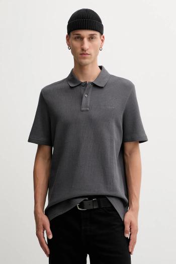 Bavlnené polo tričko Tommy Jeans šedá farba, jednofarebné, DM0DM22415
