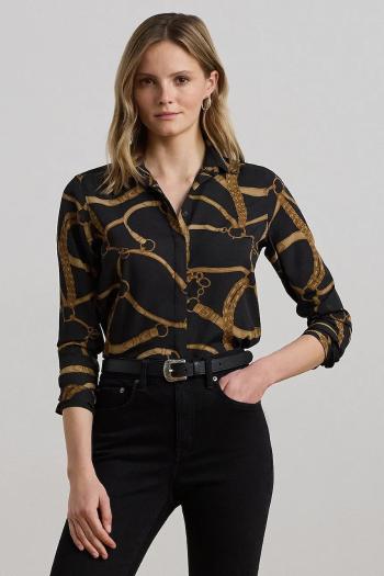 Košeľa Lauren Ralph Lauren čierna farba, regular, s klasickým golierom, 200970823