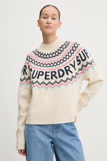 Sveter s prímesou vlny Superdry dámsky, béžová farba, W6110555A-B9Q