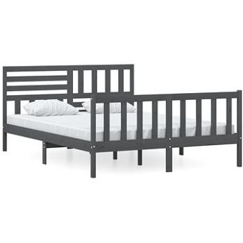 Rám postele sivý masívne drevo 150 × 200 cm King Size, 3101160