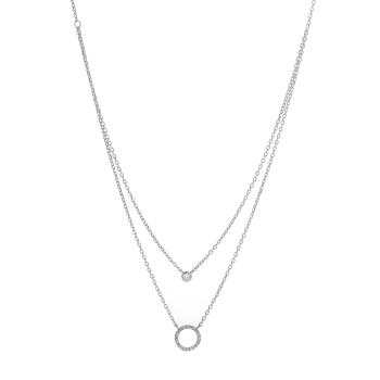 AGAIN Jewelry Dvojitý strieborný náhrdelník so zirkónmi AJNA0009