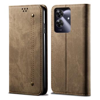 DENIM Peňaženkový kryt pre Realme Note 60 šedohnedý