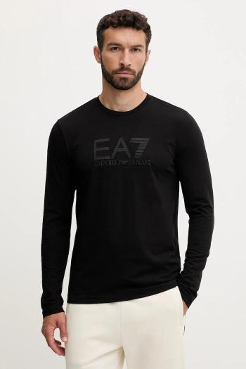 Tričko s dlhým rukávom EA7 Emporio Armani čierna farba, s nášivkou, AF10373.7M000900