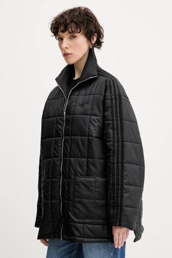 Bunda adidas Originals Quilted Jkt čierna farba, prechodná, oversize, JX8825