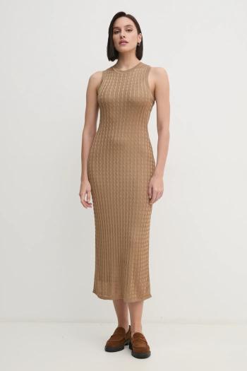 Šaty Tommy Hilfiger hnedá farba, maxi, priliehavé, WW0WW43999