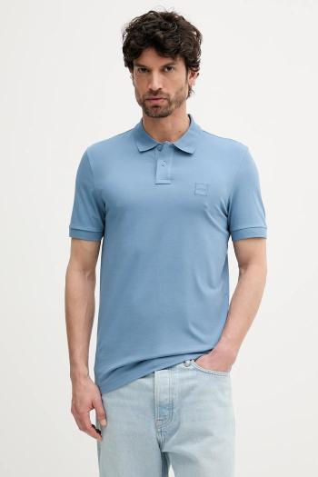 Polo tričko BOSS Orange pánske, fialová farba, jednofarebné, 50507803