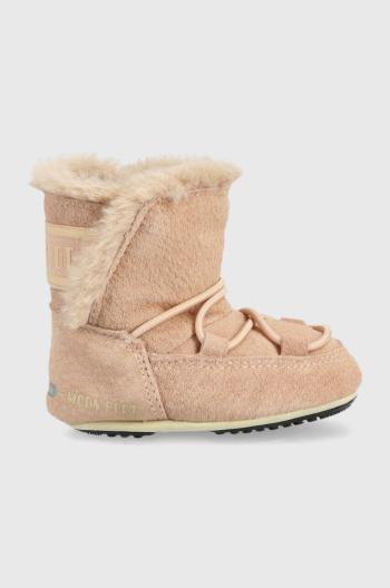 Detské semišové snehule Moon Boot Crib ružová farba