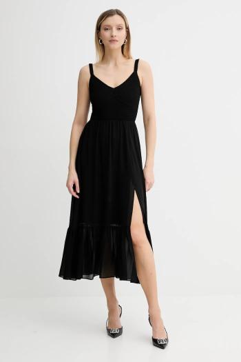 Šaty MICHAEL Michael Kors čierna farba, midi, áčkový strih, MT583467R3
