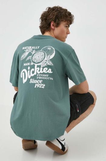 Bavlnené tričko Dickies RAVEN TEE SS pánske, zelená farba, s potlačou, DK0A4YYM