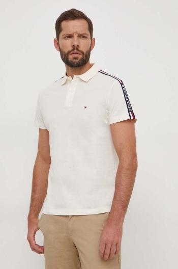 Bavlnené polo tričko Tommy Hilfiger béžová farba,s nášivkou,MW0MW33591