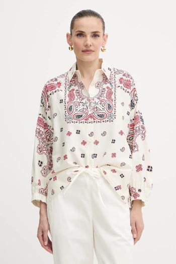 Bavlnená košeľa Weekend Max Mara ADDA béžová farba, voľný strih, s klasickým golierom, 2525116021600
