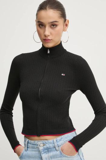 Kardigán Tommy Jeans dámsky, čierna farba, DW0DW19337