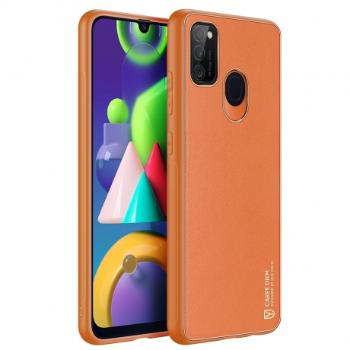 DUX DUCIS Yolo kožený kryt na Samsung Galaxy M30s, oranžový