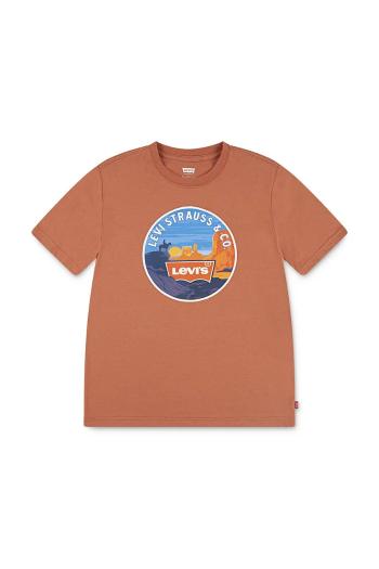 Detské tričko Levi's DESERT TRAIL TEE oranžová farba, s potlačou, 9EN993