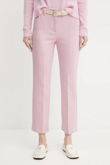 Nohavice Weekend Max Mara dámske, ružová farba, rovné, vysoký pás, 2515131031600
