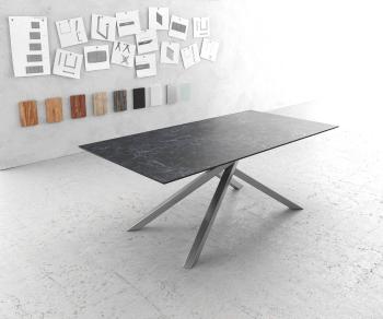 Jedálenský stôl Edge 200x100cm Laminam® keramický sivý krížový