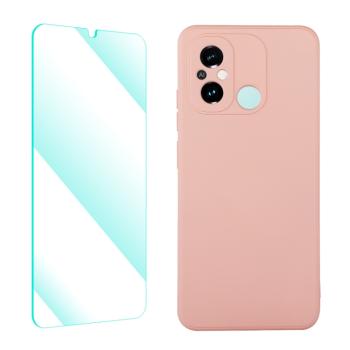 ENKAY SET Silikónový obal a 2D sklo Xiaomi Redmi 12C ružový