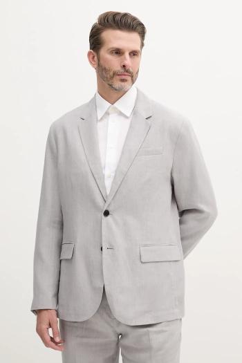 Ľanové sako Calvin Klein šedá farba, LV04LB447G