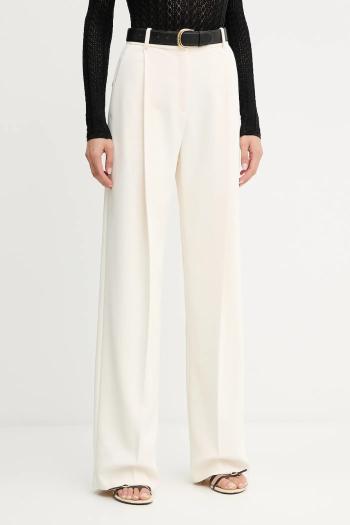 Nohavice Elisabetta Franchi béžová farba, cigaretový strih, vysoký pás, PA12556E2