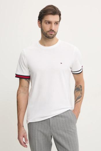 Bavlnené tričko Tommy Hilfiger pánske, biela farba, s nášivkou, MW0MW38078