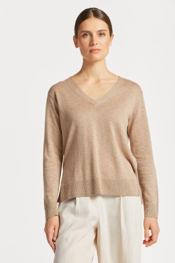 PULÓVER GANT LINEN-BLEND V-NECK HORN BEIGE