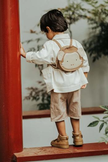 Detský kožený ruksak Donsje Kapi Special Backpack Monkey hnedá farba, malý, 5005221