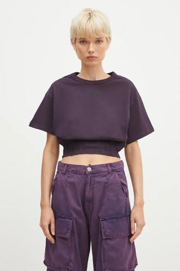 Bavlnené tričko Alpha Industries Waisted dámsky, fialová farba, 148070