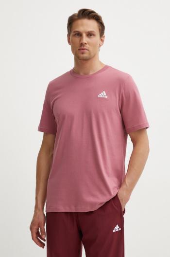 Bavlnené tričko adidas Essentials pánske, ružová farba, jednofarebný, IX0120