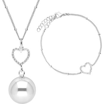 Bola Crystal Heart tehotenská rolnička Silver