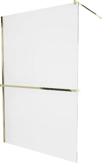 MEXEN/S - KIOTO Sprchová zástena WALK-IN s poličkou a držiakom uterákov 120 x 200, transparent 8 mm, zlatá 800-120-121-50-00