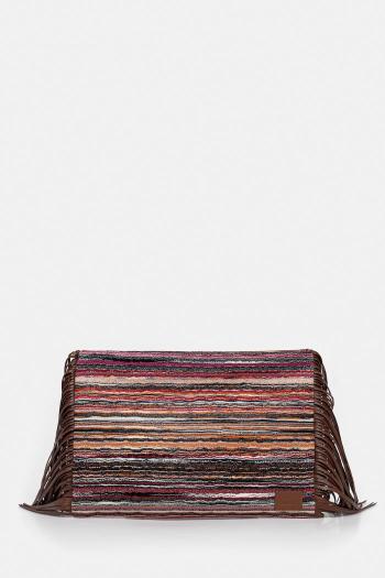 Listová kabelka Missoni Clutch Fringes hnedá farba, MI10064F