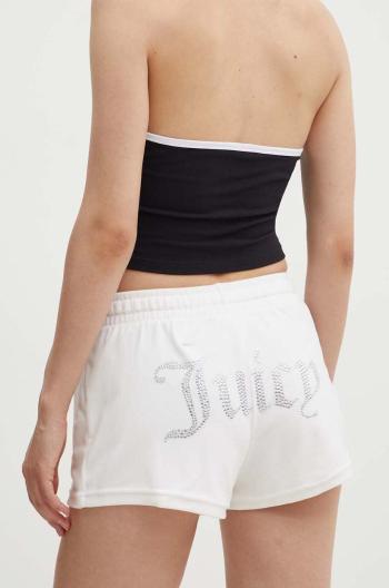 Šortky Juicy Couture TAMIA SHORTS dámske, biela farba, s nášivkou, vysoký pás, JCWH121001