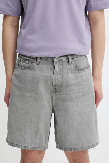 Rifľové krátke nohavice Abercrombie & Fitch šedá farba, KI128-5099