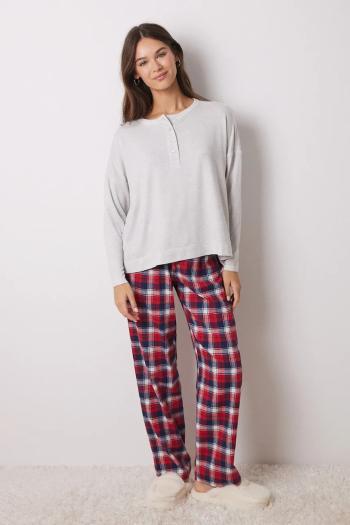 Pyžamové tričko s dlhým rukávom women'secret MIX AND MATCH PERFECT MATCH dámske, šedá farba, 3278428