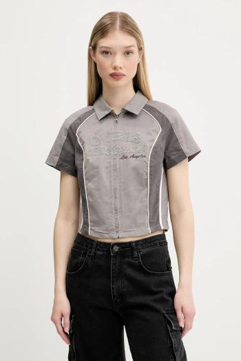 Košeľa Guess Originals šedá farba, slim, s klasickým golierom, W5GH0K WGB5B