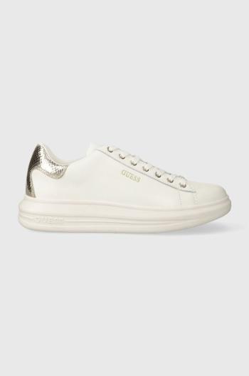 Kožené tenisky Guess VIBO biela farba, FL8VIB LEA12