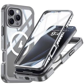 DUAL MAGSAFE Obojstranný ochranný kryt pre Apple iPhone 16 Pro Max šedý