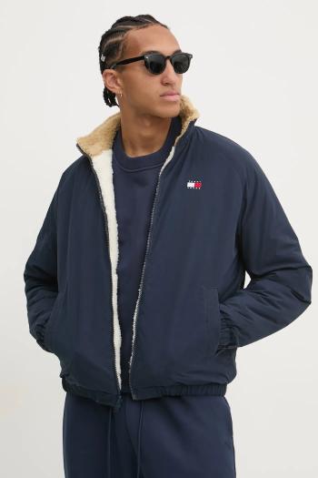 Obojstranná bunda Tommy Jeans pánska, béžová farba, prechodná, oversize, DM0DM21129