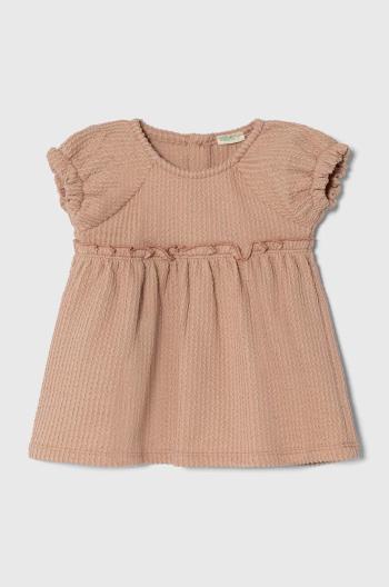 Šaty pre bábätká United Colors of Benetton béžová farba, mini, áčkový strih