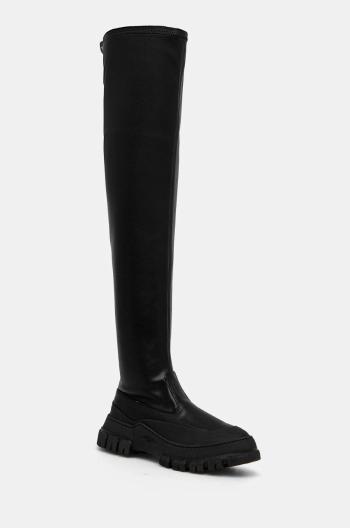 Vysoké čižmy Weekend Max Mara BALLATA dámske, čierna farba, na plochom podpätku, 2425796075600