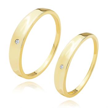 Obrúčky zo žltého 14K zlata - číry briliant, dovnútra prehnuté rameno - Veľkosť: 51 mm