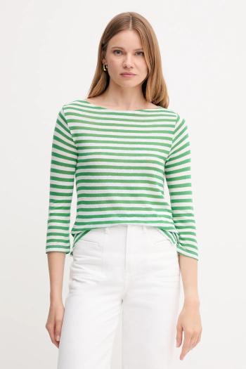 Tričko s dlhým rukávom s prímesou ľanu United Colors of Benetton zelená farba, 38O0D109X
