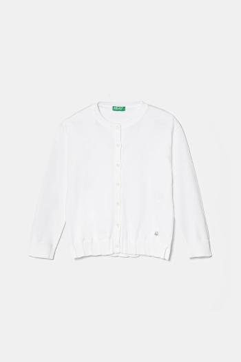 Detský bavlnený kardigan United Colors of Benetton biela farba, tenký, 1098C500R