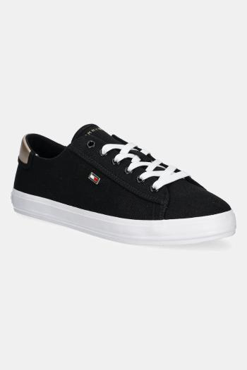 Tenisky Tommy Hilfiger VULC CANVAS LACE UP SNEAKER čierna farba, FW0FW08647