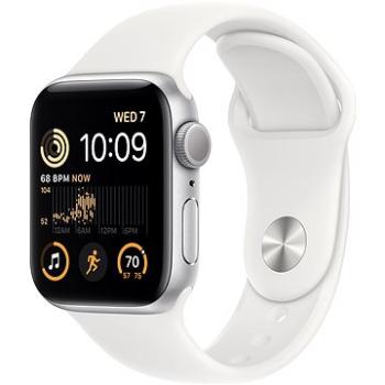 Apple Watch SE (2022) 40 mm Strieborný hliník s bielym športovým remienkom (MNJV3CS/A)