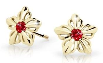 Cutie Jewellery Detské kvietkové náušnice zo žltého zlata C2238-30-X-1 červená